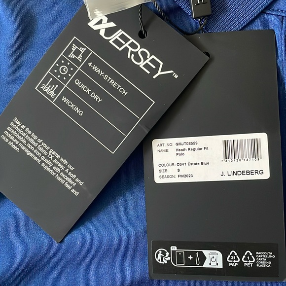 Men’s J. Lindeberg Estate Blue Heath Regular Fit Polo Golf T-Shirt Small NWT NEW - Picture 4 of 9